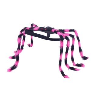 Creative pink and black furry spider costume for dogs with adjustable straps for Halloween