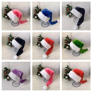 Extra Long Plush Christmas Hat Festive Long Tail Cone Hat With White Faux Fur Trim And Pom Pom Holiday Party Costume Accessary