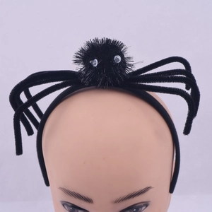 Halloween black plush spider headband with long legs for kids and adults party decor