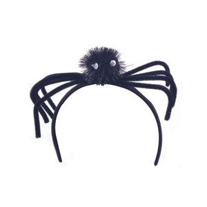 Halloween black fuzzy spider headband for kids and adults costume party hair accessories