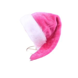 75cm extra long plush Christmas hat in bright pink with soft white faux fur trim for parties