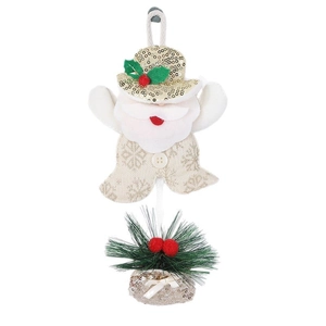 Plüsch-Weihnachtsmann-Anhänger mit goldener Paillettenmütze, Stoffdeko und Tannennadeln