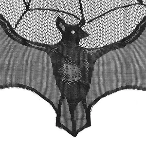 Detailansicht der schwarzen Spitzenfledermaus-Dekoration für die Halloween-Deko