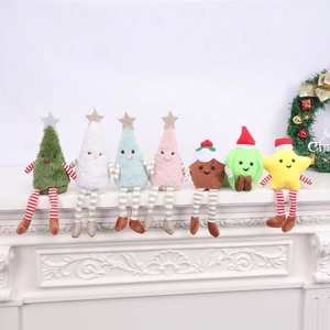 Cute Christmas Long Legged Plush Doll Desktop Ornaments For Home Party Tree Star Character Festive Holiday Decorations Gift