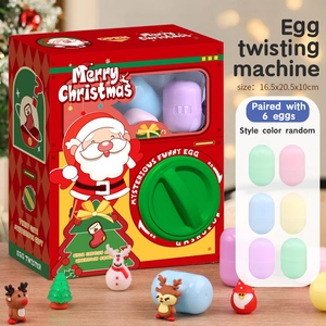 Christmas Santa Claus egg twisting machine toy set with 6 colorful capsules and dolls