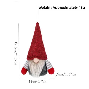 Detail showing height and width dimensions of a festive Christmas gnome ornament