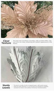 Glittery Christmas flowers with mesh petals and flexible wire stems for tree decor