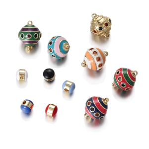 Copper Enamel Egg Shaped Pendant Charms For DIY Necklace Earrings Making Colorful Zirconia Inlaid Jewelry Findings