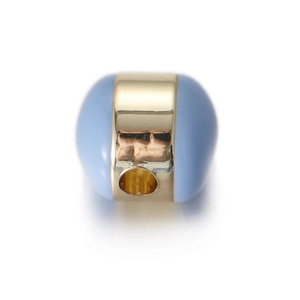 Colorful egg-shaped enamel charm in light blue with gold finish for DIY jewelry making