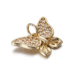 Close-up of golden butterfly pendant with micro-set cubic zirconia for DIY jewelry