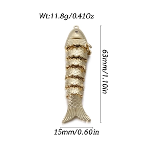 Detailed size and weight specs of golden koi fish charm pendant for jewelry making