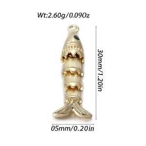 Macro view of koi fish pendant showing 14k gold plating and 30mm length dimensions