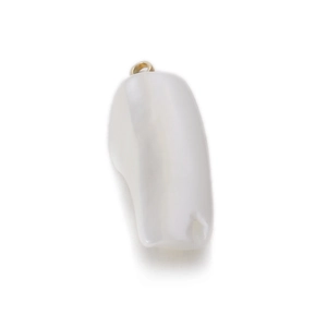 Detail of white mother of pearl rectangle pendant with a gold clasp for DIY jewelry