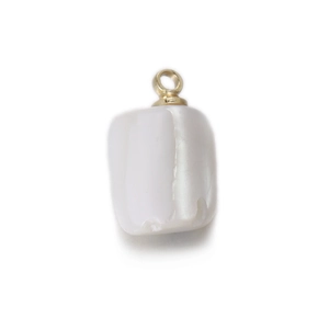 Irregular white shell pendant with gold ring for DIY earring and necklace making