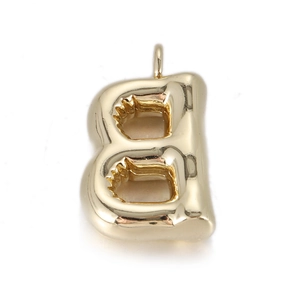 Polished gold 3D balloon style letter B charm pendant for DIY necklaces and bracelets