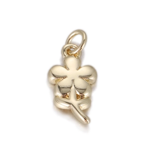 Detailed view of a 14k gold plated copper five-petal flower pendant for DIY jewelry
