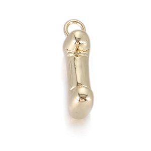 Polished gold-plated brass pendant in creative anatomical shape with shiny mirror finish
