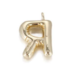 Polished gold initial R balloon pendant with high-shine metallic finish for necklaces