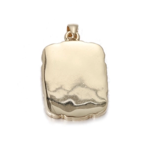 Polished gold rectangular tarot pendant with vintage relief edges and glossy finish
