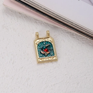 Bohemian tarot hummingbird pendant in colorful enamel with gold-plated finish