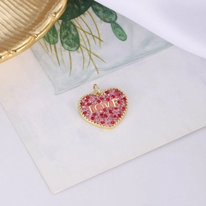 Mini-Herzanhänger mit rosa Kristallen und LOVE-Buchstaben Gold-Krabben-Charm