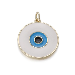 Bohemian evil eye tarot charm with gold finish and colorful oil drip enamel finish