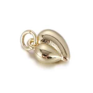Gepolijste gouden hartvormige hanger met spiegelglans en een stevige open buigring