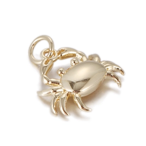 Polierter goldener Krabben-Anhänger mit realistischen Details und Ring für DIY-Schmuck