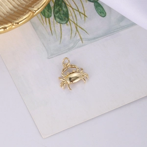 Detailansicht goldener Krabbenanhänger mit poliertem Finish für DIY Schmuckdesign