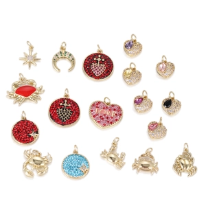 Vergoldete Kupfer Zirkonia Herz Krabbe Anhänger Charms Für Die Schmuckherstellung Emaille Mikro Pave Strass DIY Halskette
