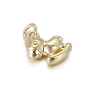 Polished gold rocking horse charm with open ring for DIY necklace and bracelet jewelry