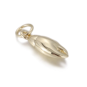 Detailed view of polished gold lobster claw charm with ring attachment for DIY jewelry