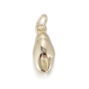 Polished gold lobster claw pendant charm with high gloss finish and closed bail for DIY jewelry