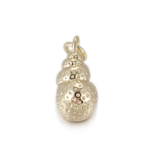 Polished gold spiral conch shell pendant charm with dot texture and metal loop