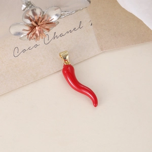 Minimalist red chili pendant charm with gold metal clasp for DIY jewelry making