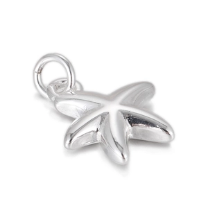 Close-up of polished silver starfish pendant with a secure metal jump ring connector