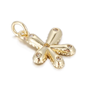 Close-up of a 14k gold plated flower pendant featuring sparkling zircon stone inlay