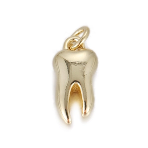 Colgante de diente dorado pulido con anilla para hacer joyas y collares de bricolaje