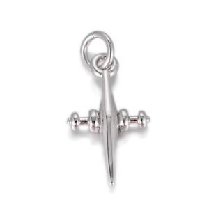 Polished silver cross pendant with conical column design and smooth mirror finish surface