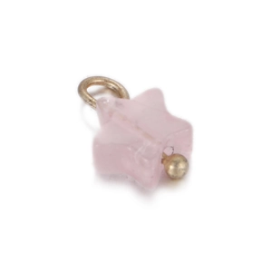 Pink star-shaped natural stone pendant with gold metal loop for DIY jewelry making