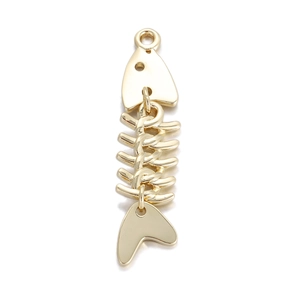 Movable gold fish bone charm in polished copper for DIY ocean style jewelry making