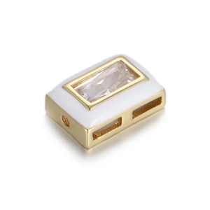 Detail showing gold plated enamel bead with clear zircon for DIY bracelet jewelry
