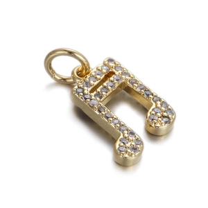 Sparkling gold music note pendant with micro-pave cubic zirconia for DIY necklaces