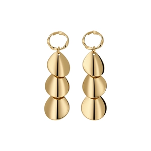 Elegant gold-tone cascading petal earrings featuring a three-layer smooth metal design