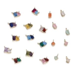 Pendentifs Géométriques en Cuivre et Zirconia Colorés DIY Ovales Ronds Goutte d'Eau Accessoires de Création de Bijoux pour Collier Bracelet