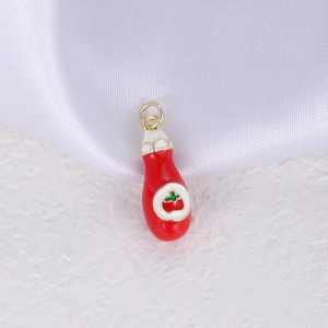 Schattige ketchupfles hanger met gouden ring voor doe-het-zelf sieraden maken
