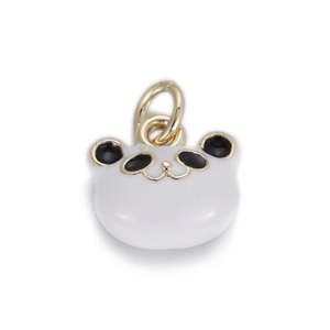Schattige panda emaille hanger met gouden oogje voor DIY sieraden en kettingen