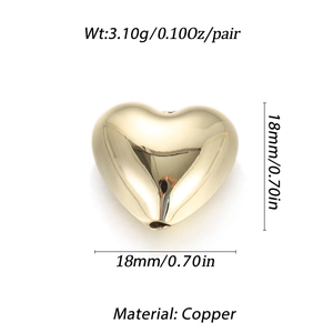 Polierter 18mm herzförmiger Kupferanhänger mit glänzendem Goldspiegel-Finish für DIY-Schmuck
