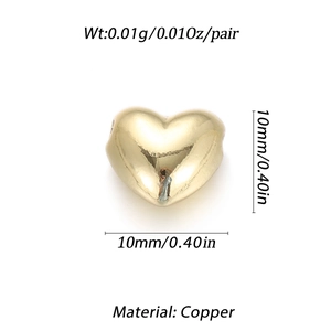 Detailansicht einer 10mm polierten Herzperle aus Kupfer für DIY-Schmuck und Armbänder