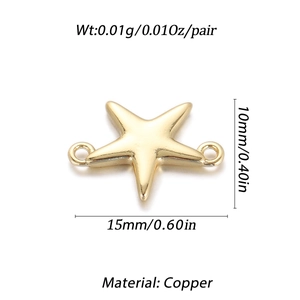 Detailansicht Seestern-Schmuckverbinder aus Kupfer mit Maßangaben und Gold-Finish auf Weiß